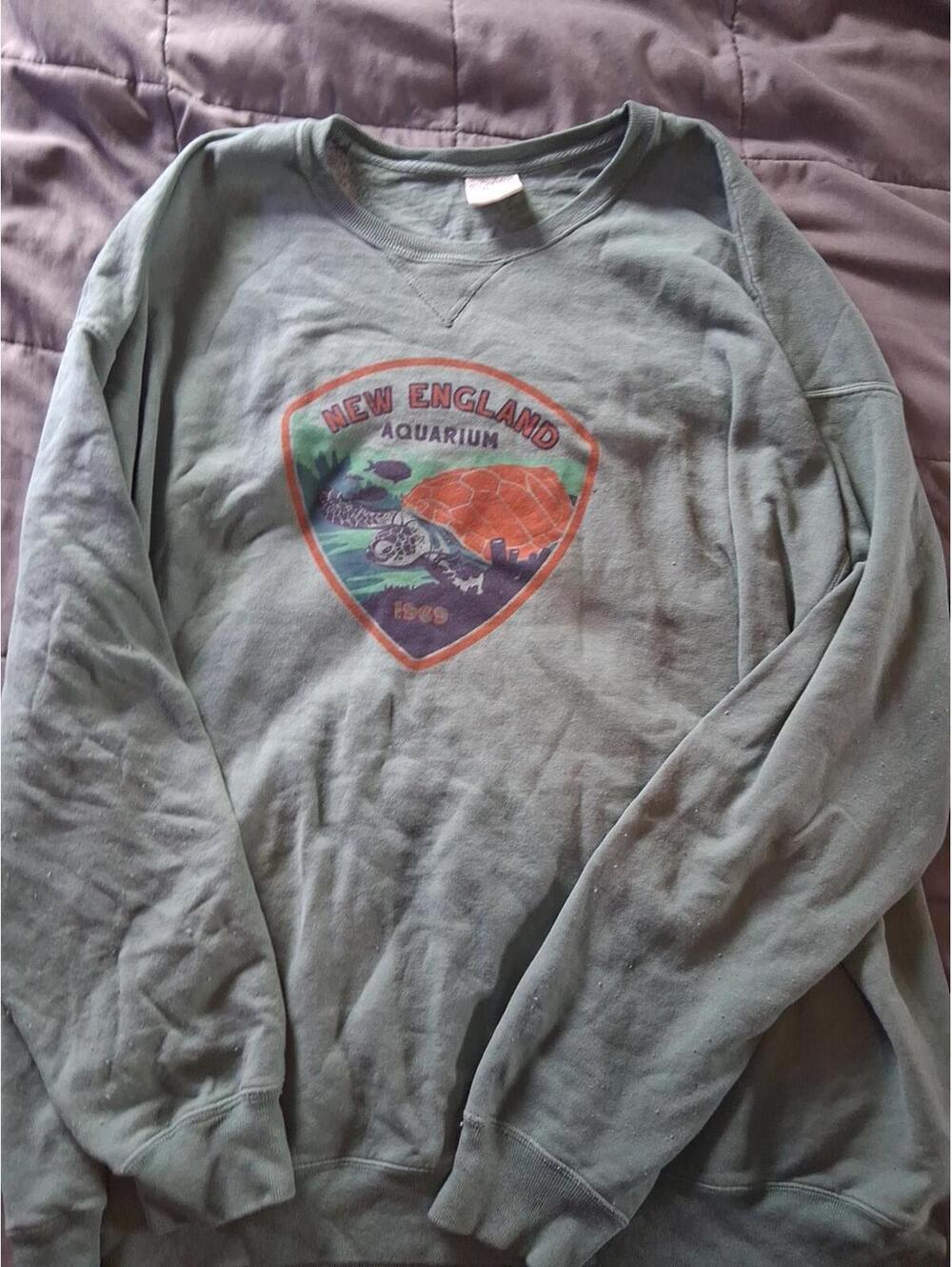 Comfort Wash Sweater 2XL New England Aquarium Sea Turtle Green W1